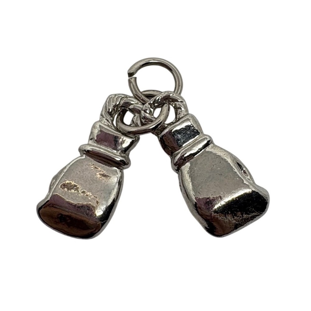 Silver Tone Boxing Gloves Charm 3D Double Glove Pendant Sports Jewelry Boxer